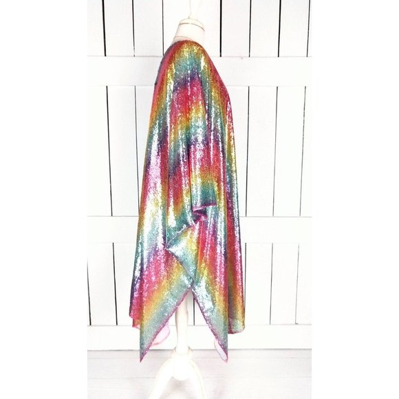 Rainbow striped sequins kimono cardigan jacket - Picture 3 of 6